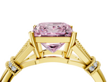 Yellow gold Fancy Pink Princess  Brilliant Solitaire with Pave Band and Four-Prong Setting_4