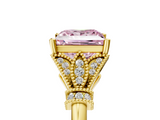 Yellow gold Fancy Pink Princess  Brilliant Solitaire with Pave Band and Four-Prong Setting_5