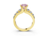 Yellow gold Fancy Pink Princess  Brilliant Solitaire with Side Stones on a Pave Band and Four-Prong Setting_27
