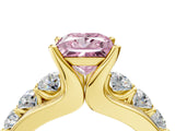 Yellow gold Fancy Pink Princess  Brilliant Solitaire with Side Stones on a Pave Band and Four-Prong Setting_28