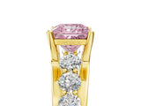 Yellow gold Fancy Pink Princess  Brilliant Solitaire with Side Stones on a Pave Band and Four-Prong Setting_29