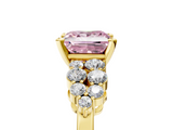 Yellow gold Fancy Pink Princess  Cluster Diamond Engagement Ring with Pavé Band and Four-Prong Setting_5