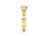 Yellow gold Fancy Pink Princess Cut Brilliant Channel-Set Diamond Ring with Bezel Prong Setting_2