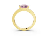 Yellow gold Fancy Pink Princess Cut Brilliant Channel-Set Diamond Ring with Bezel Prong Setting_3
