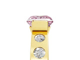 Yellow gold Fancy Pink Princess Cut Brilliant Channel-Set Diamond Ring with Bezel Prong Setting_5
