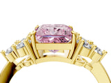 Yellow gold Fancy Pink Princess Cut Brilliant Diamond Cluster Accent Solitaire Ring with Prong Setting_4