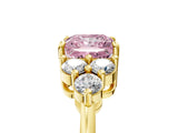 Yellow gold Fancy Pink Princess Cut Brilliant Diamond Cluster Accent Solitaire Ring with Prong Setting_5
