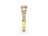 Yellow gold Fancy Pink Princess Cut Brilliant Diamond Pavé Band with Six-Prong Setting_2