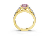 Yellow gold Fancy Pink Princess Cut Brilliant Diamond Pavé Band with Six-Prong Setting_3