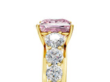 Yellow gold Fancy Pink Princess Cut Brilliant Diamond Pavé Band with Six-Prong Setting_5