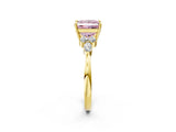 Yellow gold Fancy Pink Princess Cut Brilliant Diamond Solitaire Ring with Pear Side Stones and Four-Prong Setting_5