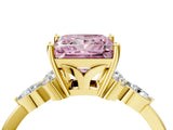 Yellow gold Fancy Pink Princess Cut Brilliant Diamond Solitaire Ring with Pear Side Stones and Four-Prong Setting_7