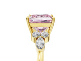Yellow gold Fancy Pink Princess Cut Brilliant Diamond Solitaire Ring with Pear Side Stones and Four-Prong Setting_8