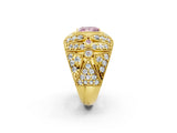 Yellow gold Fancy Pink Princess Cut Brilliant Halo Pave Diamond Milgrain Ring_2