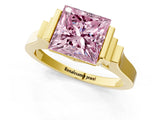 Yellow gold Fancy Pink Princess Cut Brilliant Solitaire Diamond Ring with Channel Set Band and Bar Prong Setting_1