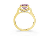 Yellow gold Fancy Pink Princess Cut Brilliant Solitaire Diamond Ring with Channel Set Band and Bar Prong Setting_3