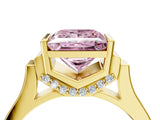 Yellow gold Fancy Pink Princess Cut Brilliant Solitaire Diamond Ring with Channel Set Band and Bar Prong Setting_4