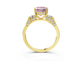 Yellow gold Fancy Pink Princess Cut Brilliant Three-Stone Pave Band with Four-Prong Setting_3