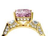 Yellow gold Fancy Pink Princess Cut Brilliant Three-Stone Pave Band with Four-Prong Setting_4