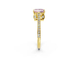 Yellow gold Fancy Pink Princess  Cut Cathedral Pave Diamond Engagement Ring with Six-Prong Setting_35
