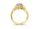 Yellow gold Fancy Pink Princess  Cut Cathedral Pave Diamond Engagement Ring with Six-Prong Setting_36