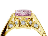 Yellow gold Fancy Pink Princess  Cut Cathedral Pave Diamond Engagement Ring with Six-Prong Setting_37