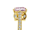 Yellow gold Fancy Pink Princess  Cut Cathedral Pave Diamond Engagement Ring with Six-Prong Setting_38
