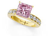 Yellow gold Fancy Pink Princess  Cut Channel Set Diamond Engagement Ring with Four-Prong Setting_1