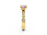 Yellow gold Fancy Pink Princess  Cut Channel Set Diamond Engagement Ring with Four-Prong Setting_2