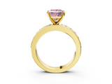 Yellow gold Fancy Pink Princess  Cut Channel Set Diamond Engagement Ring with Four-Prong Setting_3