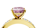 Yellow gold Fancy Pink Princess  Cut Channel Set Diamond Engagement Ring with Four-Prong Setting_4
