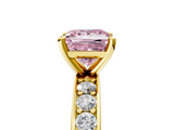 Yellow gold Fancy Pink Princess  Cut Channel Set Diamond Engagement Ring with Four-Prong Setting_5