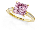Yellow gold Fancy Pink Princess  Cut Channel Set Solitaire Engagement Ring with Four-Prong Setting_1