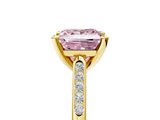 Yellow gold Fancy Pink Princess  Cut Channel Set Solitaire Engagement Ring with Four-Prong Setting_5