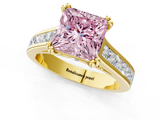 Yellow gold Fancy Pink Princess  Cut Channel Set Solitaire Engagement Ring with Prong Setting_1
