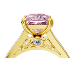 Yellow gold Fancy Pink Princess  Cut Channel Set Solitaire Engagement Ring with Prong Setting_4