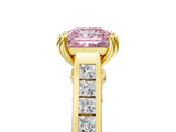 Yellow gold Fancy Pink Princess  Cut Channel Set Solitaire Engagement Ring with Prong Setting_5
