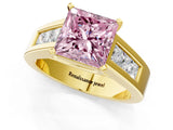 Yellow gold Fancy Pink Princess Cut Cut Channel Set Solitaire Ring with Four-Prong Setting_1
