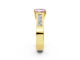 Yellow gold Fancy Pink Princess Cut Cut Channel Set Solitaire Ring with Four-Prong Setting_2