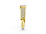 Yellow gold Fancy Pink Princess Cut Cut Diamond Channel Set Pave Band with Tension Prong Setting_2