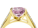 Yellow gold Fancy Pink Princess Cut Cut Diamond Channel Set Pave Band with Tension Prong Setting_4