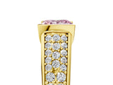 Yellow gold Fancy Pink Princess Cut Cut Diamond Channel Set Pave Band with Tension Prong Setting_5