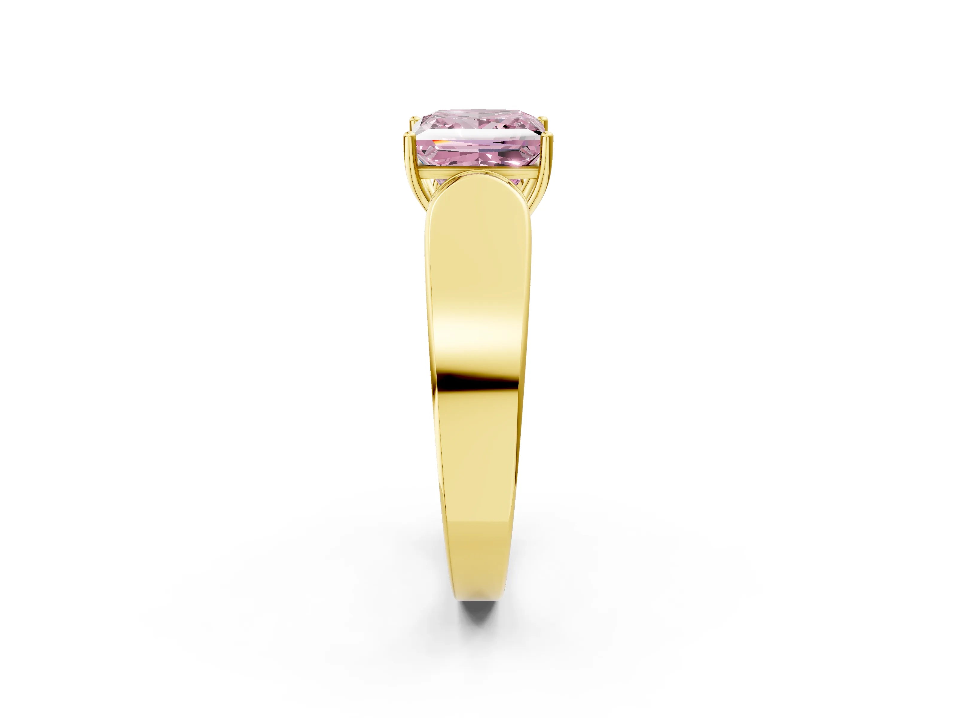 Yellow gold Fancy Pink Princess Cut Cut Diamond Channel Set Solitaire Ring with Four-Prong Setting_2