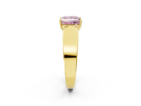 Yellow gold Fancy Pink Princess Cut Cut Diamond Channel Set Solitaire Ring with Four-Prong Setting_2