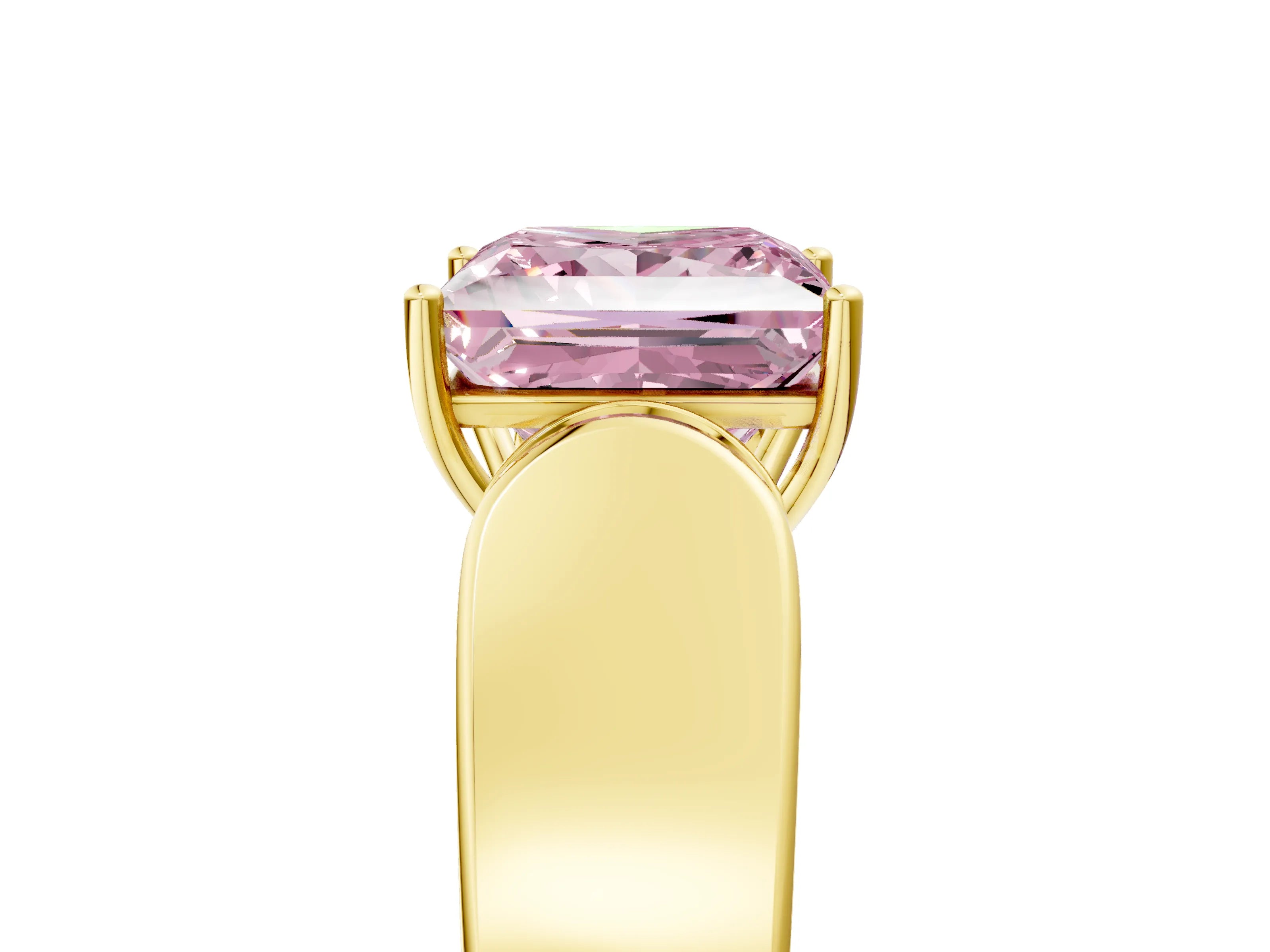 Yellow gold Fancy Pink Princess Cut Cut Diamond Channel Set Solitaire Ring with Four-Prong Setting_5