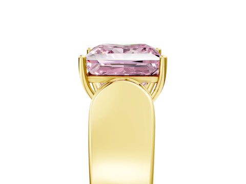 Yellow gold Fancy Pink Princess Cut Cut Diamond Channel Set Solitaire Ring with Four-Prong Setting_5