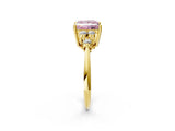 Yellow gold Fancy Pink Princess Cut Cut Diamond Cluster Ring with Solitaire Band and Four-Prong Setting_14
