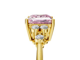 Yellow gold Fancy Pink Princess Cut Cut Diamond Cluster Ring with Solitaire Band and Four-Prong Setting_17