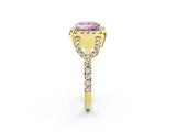 Yellow gold Fancy Pink Princess Cut Cut Diamond Halo Engagement Ring with Open Split Pavé Band_2