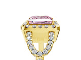 Yellow gold Fancy Pink Princess Cut Cut Diamond Halo Engagement Ring with Open Split Pavé Band_5